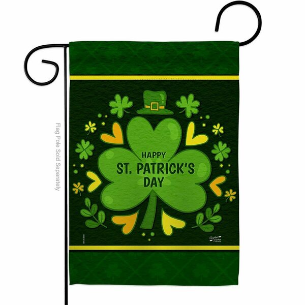 Patio Trasero 13 x 18.5 in. St. Pats Clover Garden Flag with Spring Patrick Dbl-Sided Decorative Vertical Flags PA4179079